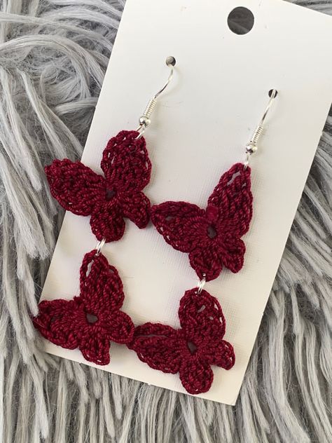 Crochet Butterfly Earrings Free Pattern, Crochet Butterfly Earrings, Crochet Store, Earrings Crochet, Crochet Hair Clips, Hippie Crochet, Crochet Jewelry Patterns, Crochet Knit Stitches, Modern Crochet Patterns