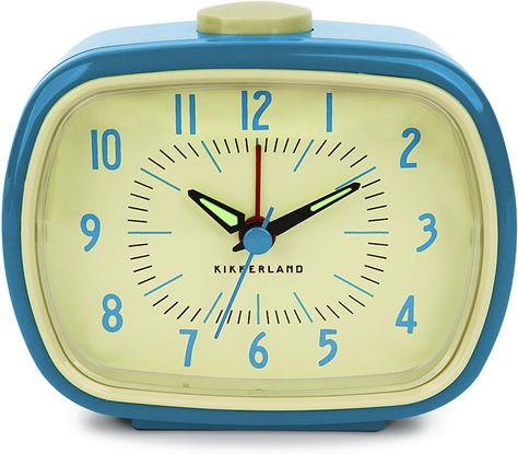 Amazon.com: Kikkerland Retro Alarm Clock, Green: Home & Kitchen Simple Alarm Clock, Dark Hands, Retro Alarm Clock, Analog Alarm Clock, Styled Desktop, Travel Alarm Clock, Vintage Alarm Clocks, Mcm Furniture, Clock Vintage