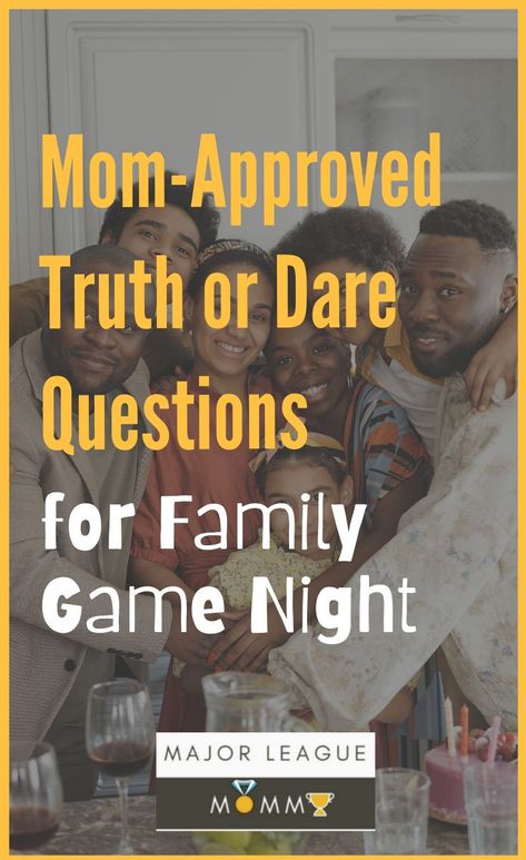 Truth or Dare questions for Family Game night Truth Or Dare Questions For Family, Family Truth Or Dare, Truth Or Dare Questions For Kids, Truth Or Dare For Kids, Mops Games, Mom Games, Questions For Family, Funny Dares, Fun Dares