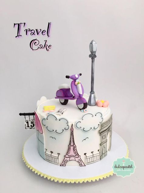 Paris Themed Bridal Shower, Paris Birthday Cakes, Parisian Cake, Paris Themed Cakes, Doodle Cake, Paris Bridal Shower, Paris Cakes, Travel Cake, Themed Bridal Shower