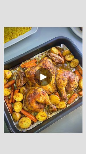 19K views · 1.3K reactions | Roast butterflied chicken: ✨Ingredients: - 1.5 kg whole chicken - 2 tbsp mustard (or more, as needed) - 2 large potatoes - 2 large carrots - Oil for the vegetables - Parchment paper and aluminum foil Seasoning Mix: - 1 tbsp salt - 1 tbsp paprika - 1/2 tbsp garlic powder - 1/2 tbsp onion powder - 1 tsp black pepper - 1 tsp dried rosemary - 1 tsp dried parsley - 1/2 tsp turmeric - 1/2 tsp cayenne pepper ✨Instructions: 1. Wash the chicken with cold water and vinegar, then place it in a bowl of cold water with 1 tbsp of salt for at least 1 hour to brine, which will make it juicy. 2. Cut out the backbone with a knife or scissors and flatten the chicken. 3. Pat the chicken dry with paper towels to remove any excess water. 4. Brush mustard all over the chicken. 5. Butterfly Chicken Recipes, Full Chicken Recipes, Chicken Spatchcock, Apple Crisp Bars Recipe, Butterflied Chicken, Dried Rosemary, Spatchcock Chicken, Whole Chicken Recipes, Dried Parsley