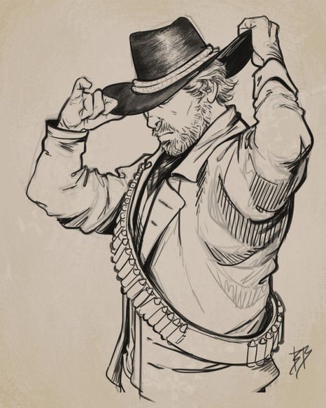 Cowboy Draw, Red Dead Redemption Art, Read Dead, Western Artwork, Tattoo Zeichnungen, Red Dead Redemption Ii, Red Redemption 2, Cowboy Art, Red Dead