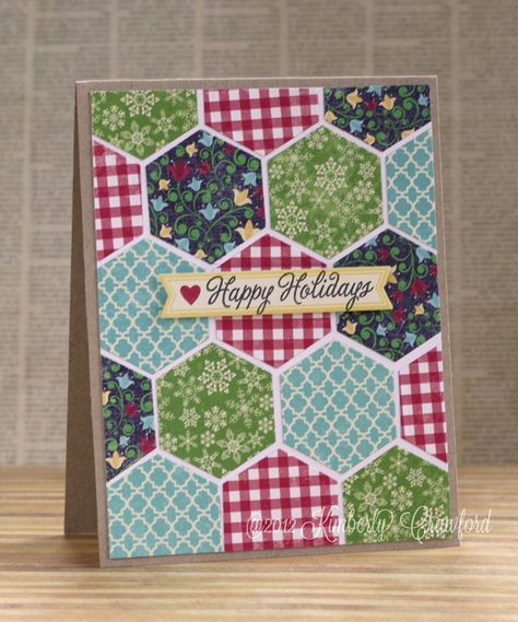 Quilted Cards, Patchwork Cards, Hexagon Cards, Quilt Cards, Spellbinders Dies, Man Cards, Paper Quilt, Card Scrapbook, Sewing Cards