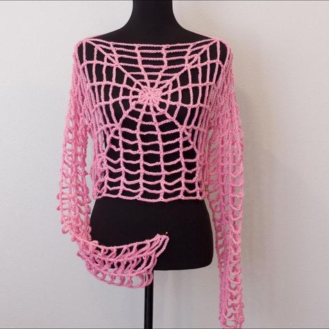 Halloween Spiderweb Crop Top Sweater/Mesh... - Depop Spiderweb Sweater, Crochet Outfit, Web Top, Mesh Sweater, Halloween Spider Web, Top Sweater, Crop Top Sweater, The Model, Spider Web