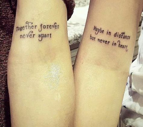 No Matter The Distance Tattoos, Clever Couple Tattoos, No Matter What Tattoo Fonts, Mother Daughter Quotes Tattoos, Forever Together Tattoos, No Matter What No Matter Where Tattoo, No Matter Where Tattoo, Sister Tattoos Quotes, Expressive Quotes