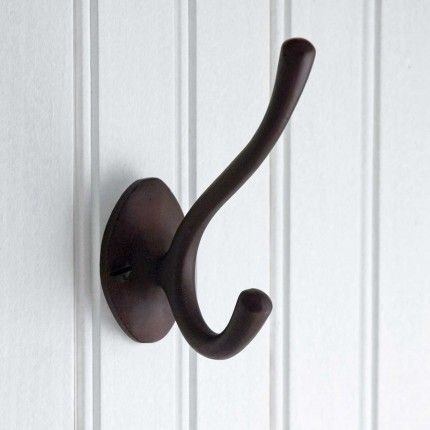 Solid Bronze Double Coat Hook with Oval Backplate - Bronze Patina Decorative Coat Hooks, Pedestal Tub, Fall Bathroom, Acrylic Cabinets, Hat Hooks, Bronze Patina, Rack Design, Signature Hardware, Free Standing Tub