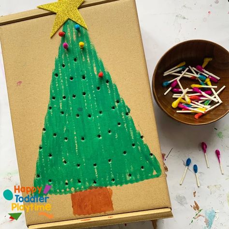 Christmas Tree Activity, Q Tip Art, Tree Activity, Christmas Activities For Toddlers, Preschool Christmas Activities, Activity For Toddlers, Drawing Christmas, Desserts Christmas, December Crafts