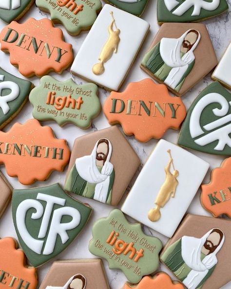 Gemstone Cookies, Ctr Cookies, Christian Cookies, Baptism Food, Scripture Cookies, Mission Farewell, Lds Crafts, Baptism Cookies, Jesus Crafts