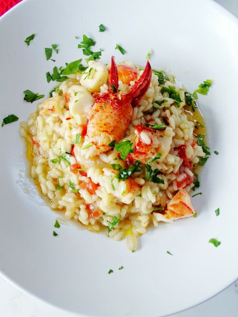 Seafood Risotto and a Giveaway (Retail Value $199. US) - Proud Italian Cook Filet Mignon Chorizo, Seafood Risotto, Risotto Recipes, How To Cook Shrimp, Fish Dishes, Rice Dishes, Seafood Dishes, Fish And Seafood, Chorizo