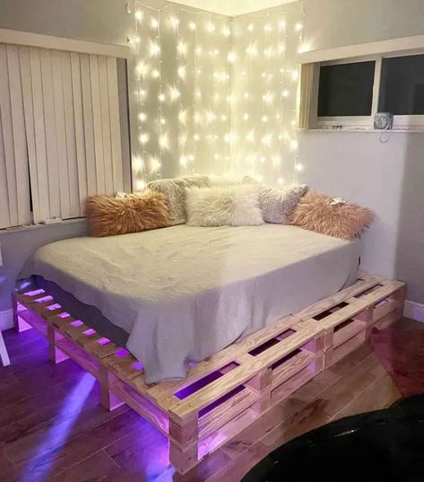 Pallet Bed Frame Diy, Homemade Beds, Pallet Bed Frames, Pallet Bed Frame, Repurpose Pallets, Diy Pallet Bed, Western Bedroom Decor, Pallet Bed, Project List