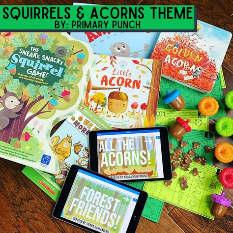 Squirrels & Acorns Therapy Theme | Primary Punch Speech Therapy Themes, Preschool Slp, Preschool Speech Therapy, Preschool Play, Language Therapy Activities, Fall Preschool Activities, Articulation Therapy, Making Inferences, Happy November