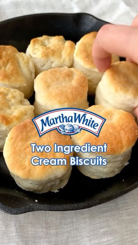 marthawhite on Instagram: 2 INGREDIENT CREAM BISCUITS✨ It really doesn't get any easier or more delicious than biscuits made with just two ingredients! Make sure to… 2 Ingredient Biscuits, Wheat Biscuits, Martha White, Cream Biscuits, Best Bread Recipe, What's For Dinner, Whipping Cream, Self Rising Flour, 2 Ingredient