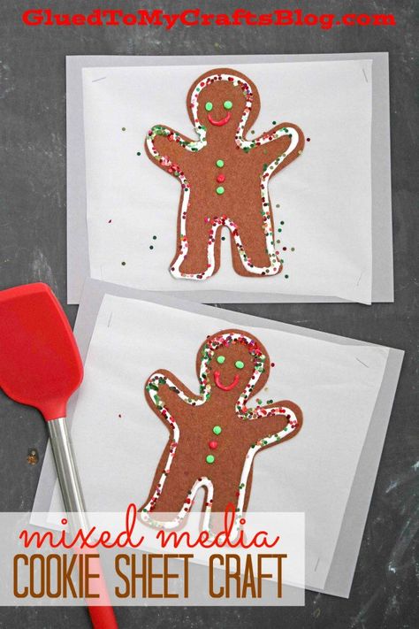 Paper Christmas Cookie Sheet - Mixed Media Kid Craft - Gingerbread Man Cookie Making - Holiday DIY - Baking Inspired Prek Gingerbread, Cookie Sheet Crafts, Kids Crafts Christmas, Christmas Plays, Gingerbread Unit, December Ideas, Gingerbread Man Activities, Easy Christmas Craft, Christmas Units