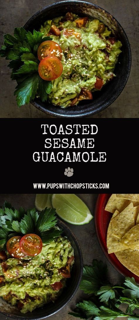 A creamy, nutty and buttery guacamole made with toasted sesame seeds that goes fantastic as a dip with veggies or chips or on sandwiches or tacos! Dip With Veggies, Baby Tomatoes, Delicious Appetizer Recipes, Tailgating Recipes, Guacamole Recipe, Vegan Appetizers, Toasted Sesame Seeds, Healthy Appetizers, Toast Recipes