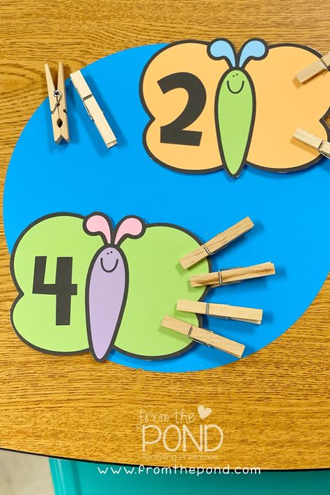 Butterfly Counting Preschool, Butterflies Activities Preschool, Preschool Butterfly Activities, Butterfly Math Activities, Preschool Butterfly, Number Clip Cards, Butterfly Activity, Butterfly Activities, Toddler Math