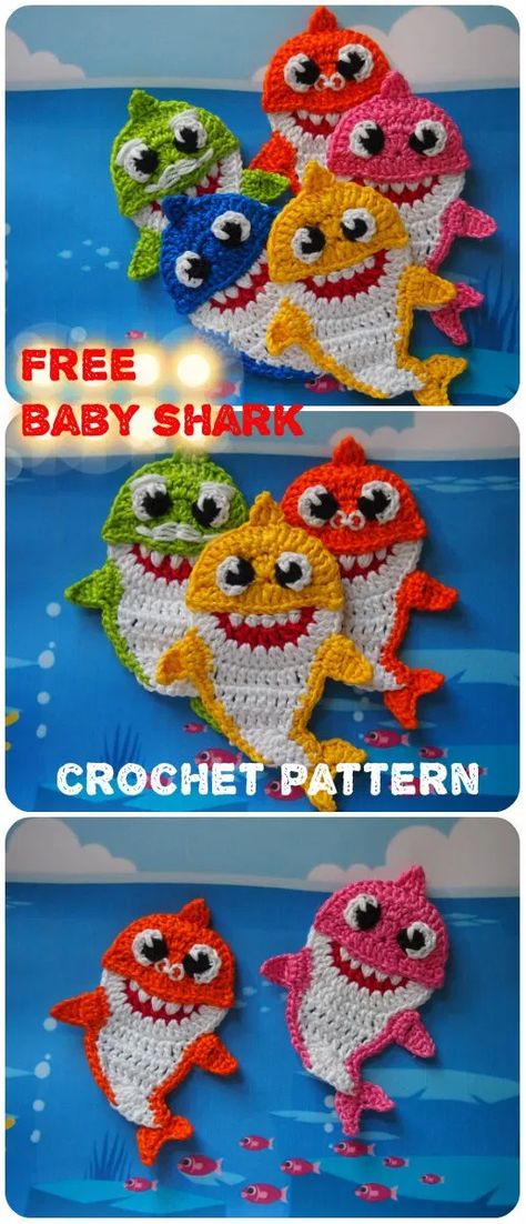 Crochet Shark, Crochet Applique Patterns Free, Crochet Unique, Confection Au Crochet, Crochet Abbreviations, Crochet Simple, Haken Baby, Crochet Applique, Applique Patterns