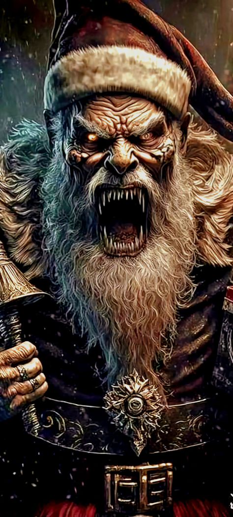 Horror Images Darkness, Deviant Art Dark, Evil Santa Claus, Christmas Horror Art, Viking Santa, Halloween Bild, Krampus Art, Scary Santa, Evil Santa