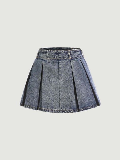 Pleated Denim Skirt, Pleated Denim, Skirt Denim, Denim Skirt Women, Denim Skirts, Jeans Rock, Denim Outfit, Dream Clothes, Kawaii Fashion