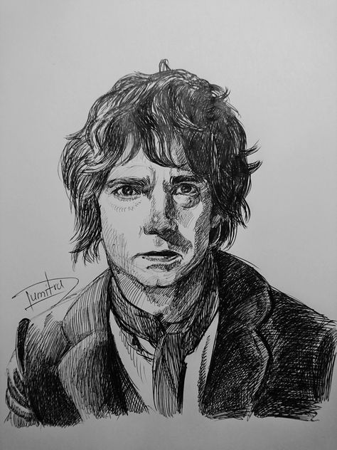 Bilbo Baggins for "The Hobbit" in portrait draw graphic Ballpoint Sketch! Ballpoint Sketch, Hobbit Art, Frodo Baggins, Bilbo Baggins, Illustrator Design, Tolkien, Portrait Drawing, The Hobbit, Art Inspo