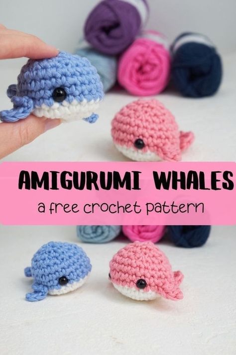 A free crochet pattern for a cute and easy amigurumi whale! This little sea animal is fast and easy to make. The amigurumi whale is a perfect scrap-yarn project. #crochetamigurumi #crochetwhale #diywhale #crochetideas #crochet #knittingdesign Crochet Whale, Gifts Crochet, Whale Pattern, Flowers Crochet, Crochet Keychain Pattern, Pola Amigurumi, Crochet Animals Free Patterns, Crochet Amigurumi Free Patterns, Crochet Amigurumi Free