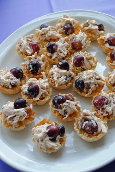 15 Gorgeous Party Foods Chicken Salad Hors D’oeuvres, Chicken Salad Cups Appetizers, Chicken Salad Party Display, How To Serve Chicken Salad At A Party, Chicken Salad Presentation Ideas, Chicken Salad Appetizers For Party, Chicken Salad Cups, Phyllo Shells, Salad Bites