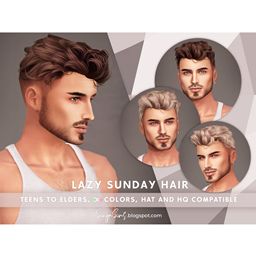 SONYASIMS - LAZY SUNDAY HAIR Hair Sims 4 Cc, Lazy Sunday, Shaved Hair, Sims 4 Cc, Sims 4, Mens Hairstyles, Lounge, Hair, Pins