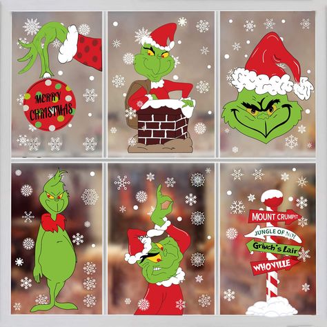 PRICES MAY VARY. 【CHRISTMAS WINDOW CLINGS】When you get the Christmas window decals, you just use some water to let it on the window and apply. Christmas window clings can be pasted directly, and there is no trace or residue after tearing Christmas window clings off. 【CHRISTMAS WINDOW DECORATIONS PACKAGES】You will get 8 sheets Christmas window stickers, Satisfactory window cling size and various patterns such us dogs max will satisfy your various needs for decorating your family for Christmas. 【C Christmas Party Nails, Christmas Window Clings, Christmas Window Stickers, Grinch Party, Have A Happy Holiday, Grinch Christmas Decorations, Office Christmas Party, Christmas Window Decorations, Office Christmas