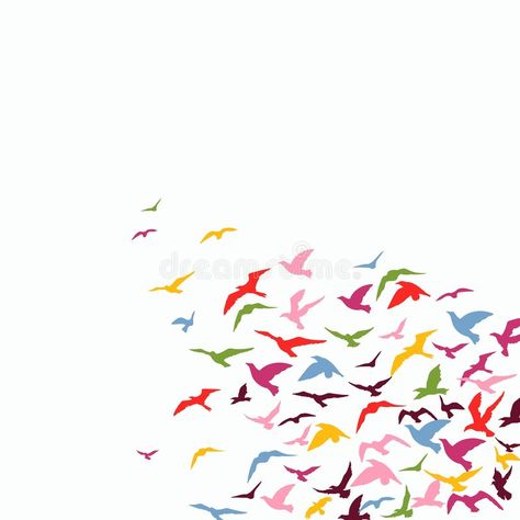 Illustration about Vector colorful background of a birds' flock. Illustration of vector, wing, flock - 8713356 Colorful Birds Flying, Flock Of Birds Art, Flock Of Birds Illustration, Birds Graphic Design, Birds Flying Illustration, Lenticular Wall, Bird Paper Craft, Birds Vector, Paper Pieced Quilt Patterns