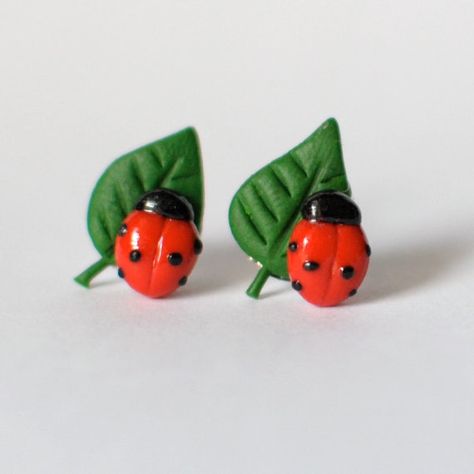 Ladybug On A Leaf, Foam Clay, Air Clay, Arts And Crafts For Adults, Clay Magnets, Clay Things, How To Make Clay, Clay Jewellery, Salt Dough