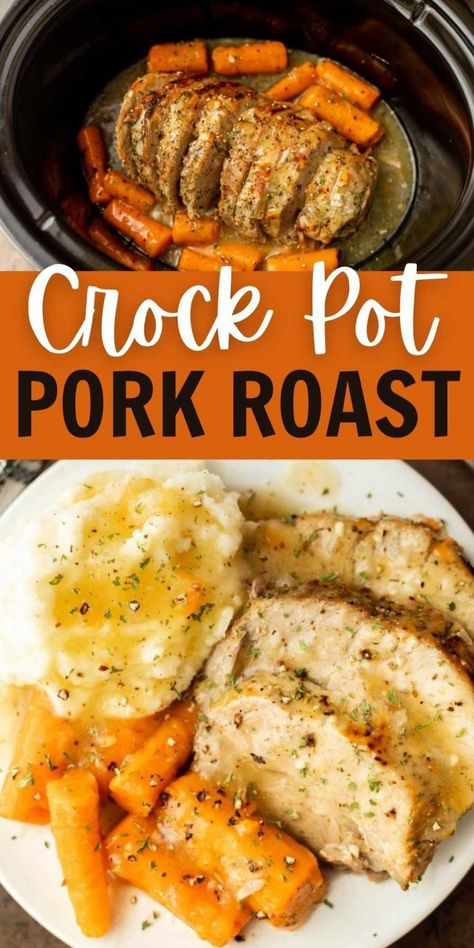 Crock Pot Pork Roast (and VIDEO!) - The best Slow Cooker Pork Roast Crock Pot Pork Roast, Pork Loin Crock Pot Recipes, Pork Roast Crock Pot Recipes, Crockpot Pork Loin, Crockpot Pork Roast, Slow Cooker Pork Roast, Pot Roast Crock Pot Recipes, Crock Pot Pork, Pork Loin Roast Recipes