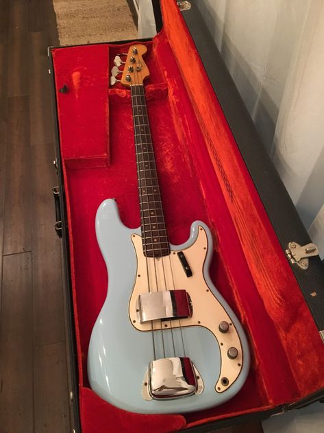 SOLD - Vintage 1963 Fender Precision Bass P Bass | TalkBass.com Precision Bass Fender, Fender Precision Bass Guitar, Fender P Bass, Sonic Blue, Fender Precision Bass, Bass Ukulele, Fender Electric Guitar, Vintage Bass, Guitar Photography