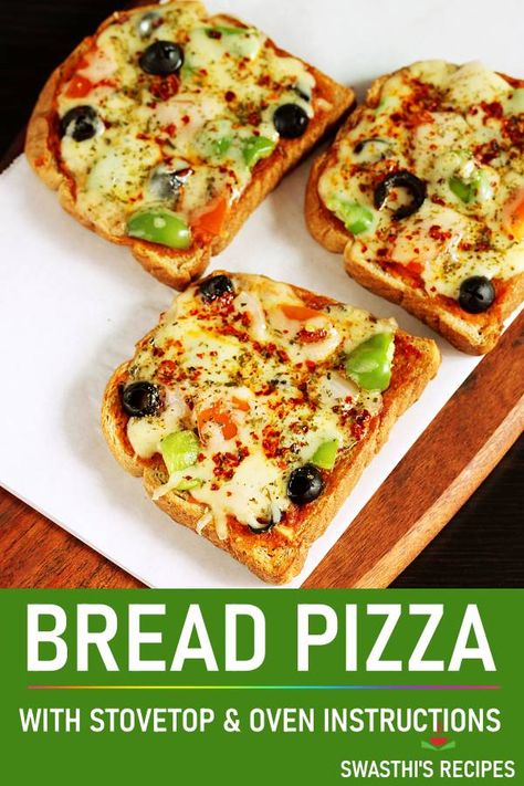 Make this bread pizza for a quick and easy snack! Made with bread, cheese, pizza sauce and veggies of your choice. #snack #pizza #bread #breadpizza Pizza Roll Appetizer, Bread Snacks Recipe, Bread Pizza Recipe, Pizza Appetizers, Bread Cheese, Bread Pizza, Bread Snacks, Delicious Bread, Pizza Bread