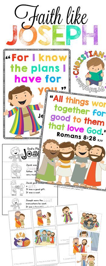 Joseph Bible Lesson Printables!  This is a fantastic set of Bible Verse Posters, Scripture Coloring Pages, Bible Minibooks and Story Sequencing Activities.  This website is Filled with FREE Christian Preschool Curriculum you can use for Homeschool or Sund Joseph Bible Story Craft, Joseph Bible Story Activities, Christian Preschool Curriculum, Joseph Bible, Scripture Coloring Pages, Coloring Pages Bible, Preschool Bible Lessons, Christian Preschool, Scripture Coloring