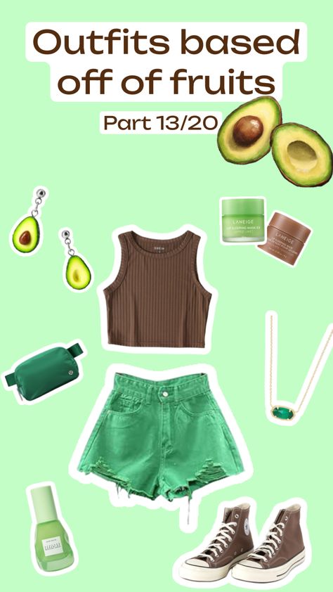 I don’t know what this tastes like since I’m allergic but here is an avocado themed outfit! #fruits #preppy #outfitinspo #avocado Themed Outfits, I Don T Know, Don T Know, Avocado, Fruit, Outfit Inspo, Pins