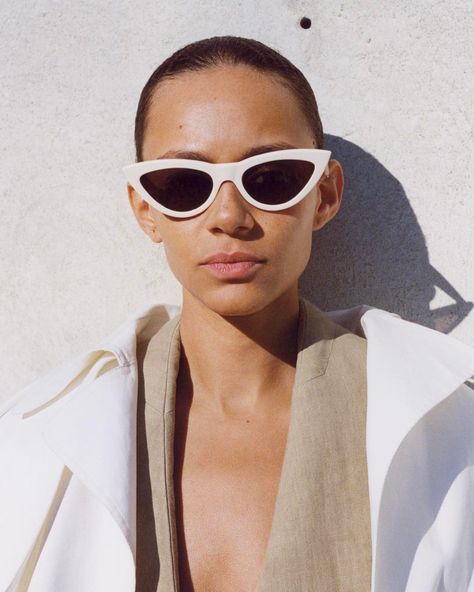 Celine Cat Eye Sunglasses Summer 2018 Phobe Philo White Binx Walton Zoe Ghertner, Binx Walton, Art Partner, Juergen Teller, Cat Eye Sunglasses Women, White Sunglasses, Celine Sunglasses, Cat Eyes, Vintage Glasses