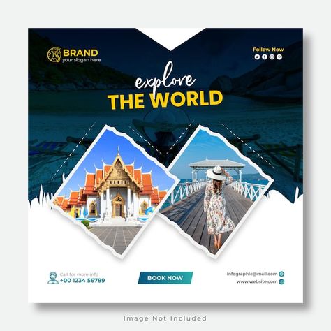 Vector travel and tour social media post... | Premium Vector #Freepik #vector Photo Collage Social Media Post, Collage Social Media Post, Crochet Bloggers, Photo Collage Template, Collage Template, Post Instagram, Iconic Photos, Travel Tours, Community Board