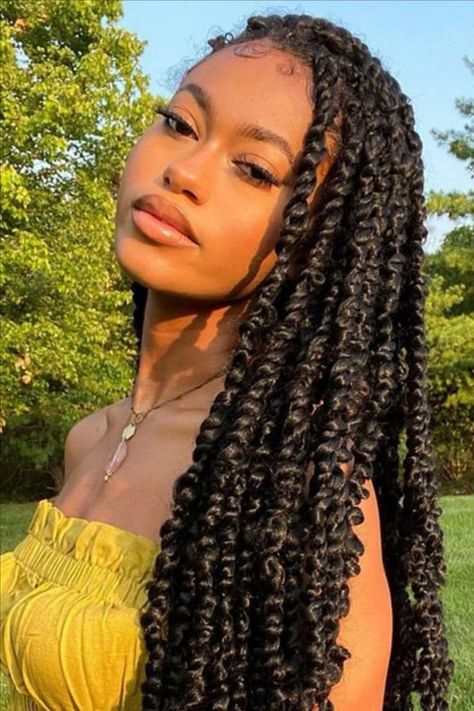 Pre looped Braids Hair Extensions for Black Women 18inch Passion Twist, Summer Twists For Black Hair, Mexico Hairstyles Black Women, Bohemian Passion Twist Black Women, Elegant Braids For Black Women, Passion Braids For Black Women, Hot Hair Styles For Women, Bohemian Twist Black Women, Looped Braids