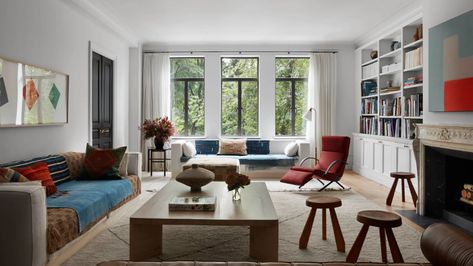 Tour an Upper West Side Home That’s Been Injected With Downtown Cool | Architectural Digest | Architectural Digest Neal Beckstedt, Artful Interiors, Upper West Side Apartment, Chuck Close, Kaare Klint, Custom Dining Tables, Ellsworth Kelly, New York City Apartment, Vintage Stool