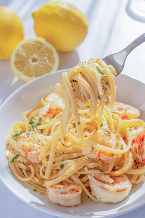 Lemon Shrimp Pasta Creamy Lemon Shrimp, Shrimp Dinners, The Modern Nonna, Lemon Shrimp Pasta, Modern Nonna, Eating Pasta, Lemon Shrimp, Best Macaroni Salad, Classic Caesar Salad