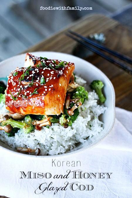 Korean Miso and Honey Glazed Cod recipe #TipsAndAdviceForBackPain Cod Recipe, Honey Glazed, 20 Minute Recipes, Cod Recipes, Dinners To Make, Fish Dinner, Asian Dishes, Fish Dishes, Seafood Dishes