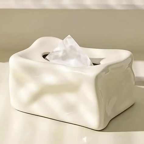 Ceramic Tissue Box Desktop Tissue Holder Tissue Storage Box - Temu Tissue Box Ceramic, Box Sculpture, Tissue Storage, Vanity Countertop, Bedroom Vanity, Tissue Box Cover, Open Studio, Ceramics Projects, Tissue Holder