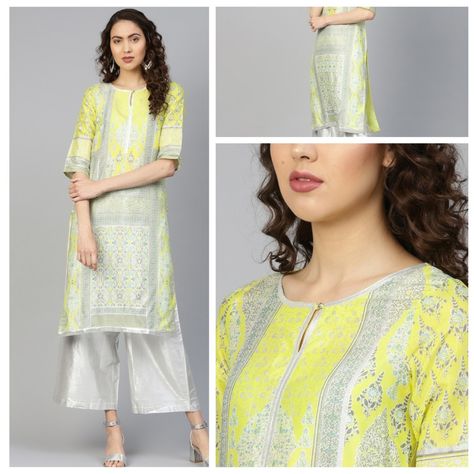 Ladies, get ready to slay the fashion game with this gorgeous Yellow and Silver Women Straight Kurta! Whether you're running errands, going to work, or attending a special event, this kurta is the perfect addition to your wardrobe. Made with high-quality materials and designed with utmost care, this kurta is both comfortable and stylish. With its beautiful yellow color and stunning silver details, this kurta will surely turn heads wherever you go. The straight cut design offers a sleek and mode Ganesh Chaturthi Festival, Women Kurta, Straight Kurta, Ganesh Chaturthi, Cut Design, Straight Cut, Beautiful Dress, Beauty Blog, Indian Dresses