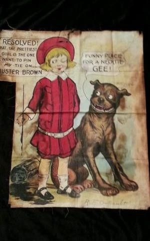 BUSTER BROWN SHOE GAME CLOTH * R.F.OUTCAULT Browns Game, Balloon Words, Buster Brown, Family Estate, Auction Items, Oil Cloth, Party Game, Brown Shoe, Shoe Game