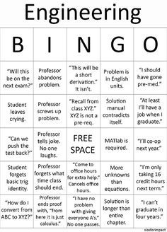 Engineering BINGO - wish u had this in college to… Engineering Student Funny Memes, Electrical Engineering Quotes, Intj Things, Trust Me Im An Engineer, Electrical Engineering Humor, Studying Engineering, Electrical Engineering Technology, Associates Degree, Electrical Engineering Projects