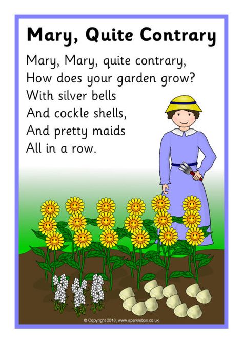 2023 Nursery, Nursery Rhymes Preschool Crafts, Mary Mary Quite Contrary, Nursery Rhymes Poems, Old Nursery Rhymes, Rhymes Lyrics, Mary Quite Contrary, Nursery Rhymes Lyrics, Nursery Rhymes Preschool