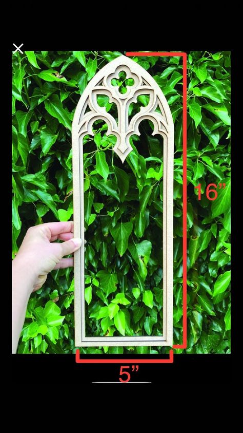 Transform your home with our exquisite Cathedral Gothic Tracery Window Wall Decor, meticulously crafted from high-quality MDF. This stunning piece features a two-layer design that adds depth and dimension, bringing a touch of architectural elegance and timeless charm to any space.   Size- 16" x 5"    Delivered unassembled unpainted, this decor piece offers you the freedom to personalize it with your choice of paint or stain, allowing you to match it perfectly with your existing decor. Key Featur Victorian Gothic Window, Gothic Cathedral Window, European Coastal Decor, Gothic Window Frame, Tracery Window, Victorian Room Divider, Gothic Bookshelves, Victorian Bay Window, Victorian Goth Decor