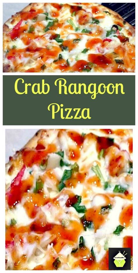 Crab Rangoon Pizza. A fabulous easy recipe giving you great flavors and such a pretty color too! Crab Rangoon Pizza, Pizza Stromboli, Seafood Pizza Recipes, Seafood Pizza, Naan Pizza, Pizza Cake, Crab Rangoon, Pizza Recipes Easy, Crab Recipes