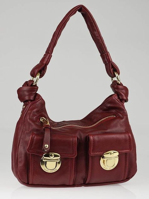 Marc Jacobs Merlot Leather Mercer Sofia Hobo Bag - Yoogi's Closet Fall Wear, Merlot, Hobo Bag, Flap Pocket, Autumn Winter Fashion, Marc Jacobs, Sofia, Calf Skin, Leather Straps