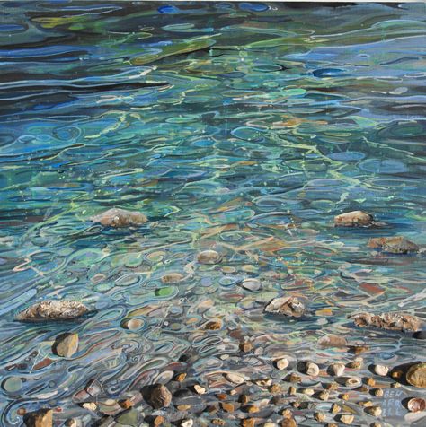 Ripples in the water - Cornish Art Gallery / Sophi Beharrell Clear Water Painting, Pebbles In Water, Ripples In Water, Water Paintings, Water Swirl, Draw Water, Paint Water, Painting Water, White Highlights