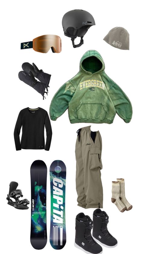 Snowboarding Outfit, Sweatshirt Outfit, Snowboarding, All Black, Sweatshirts, Green, Black, All Blacks, Snowboards